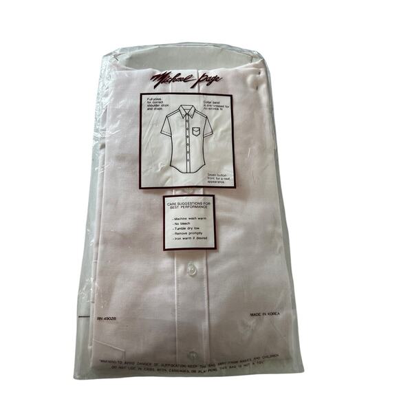 Michael Page Traditional Oxford Pink Short Sleeve Button Down Big Man 18.5 2X - Picture 2 of 6